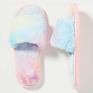 Anthropologie - Tie Dye Fuzzy Slippers (Size:38-39)